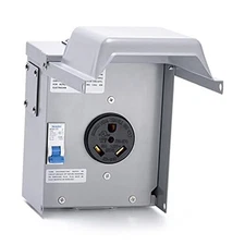 30 Amp Temporary RV Power Outlet with Breaker,  Outdoor Breaker Box with 30A