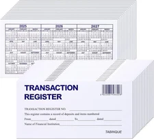 TABINQUE 24 Pack Check Registers for  Checkbook, Easy to Read,3" x 6" White/Blue