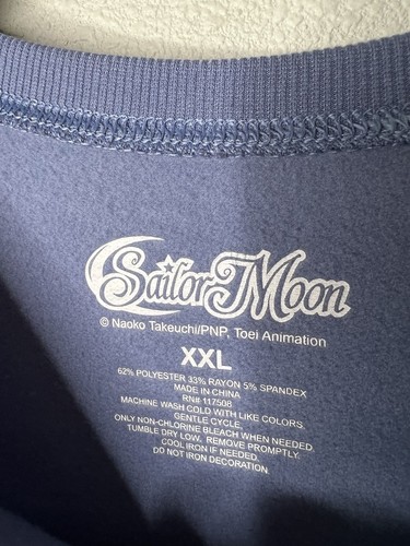 Sailor Moon Pullover Sweatshirt Blue Long Sleeve Soft Anime Manga Size 2X - Picture 2 of 4