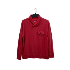 Pendleton Surf Lightweight Cotton Red Shawl Collar Pocket Sweatshirt Size Large