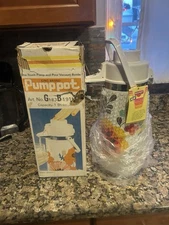 Vacuum Sealed Thermos Pump Vintage King  Brand Air Pot Hot Cold NOS NIB Flower