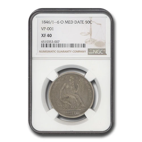 1846/1-6 O Liberty Seated Half Dollar XF-40 NGC (Med Date VP-001)