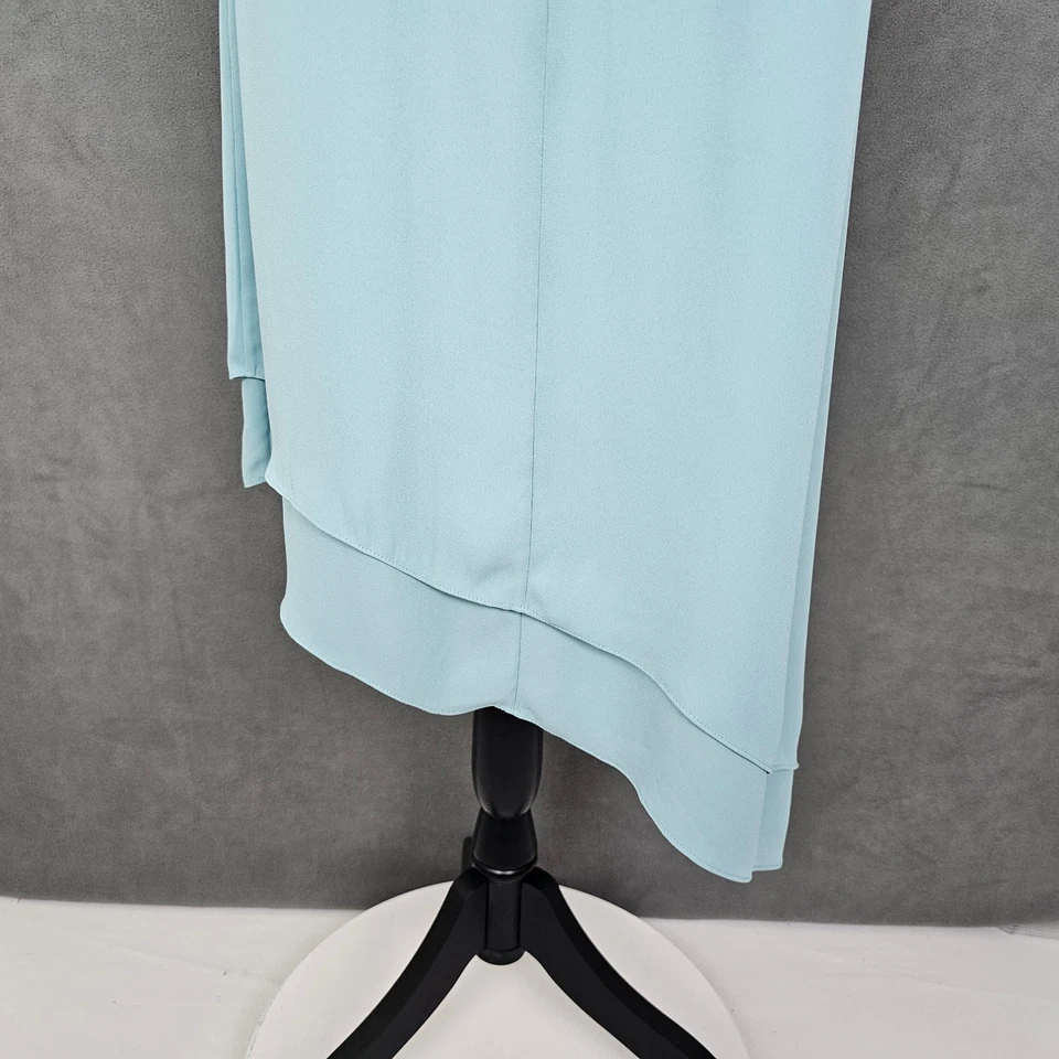 Maxi Vestido Casa Blanca Mercado Negro Para Mujer 10 Azul Fluido Gasa Halter Foto 3 de 4