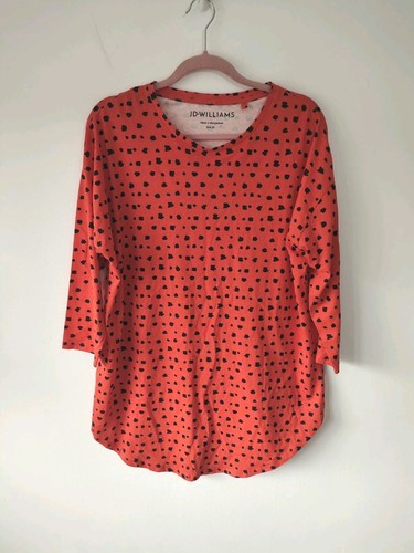 JD Williams Damen Tunika Oberteil Gr. 20 Orange Schwarz Freizeit Sommer 3/4 Arm
