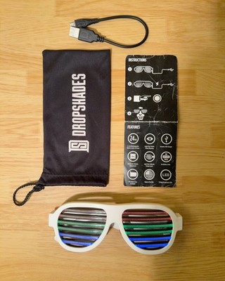 DROPSHADES Fun Rave Party LED Glasses Light Up Sound Reactive USB BAG AUTHENTIC
