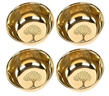Brass Golden Flower Printed Brass Bowls Set of 4 Pc - 250 ML