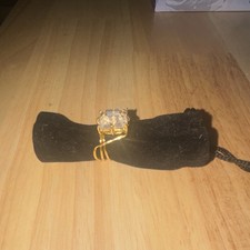 Yellow Gold Plated Cocktail Ring Size 6 Squar...