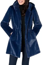 Dennis Basso Women's Mink Anorak Jacket w Removable Dark Indigo