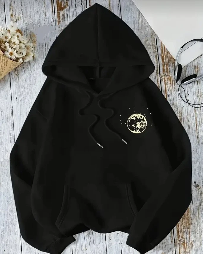 OFF WHITE felpe con cappuccio luna scuro casual bianco e nero sporco inverno autunno