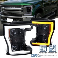 Fit 2017-2019 F250 F350 Smoke Projector Headlights Switchback LED Tube Bar Lamps