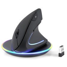 Perixx PERIMICE-713RX Wireless Rechargeable Vertical Mouse - Duo Wired and Wi...