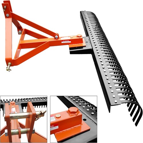 6ft 3 Point Landscape Rock Rake For Category 1 & 2 Skid Steer Tractors ...