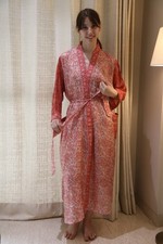 Reine Seide Weiß Kimono Lang Morgenmantel Kleid Damen Seide Morgenmantel...