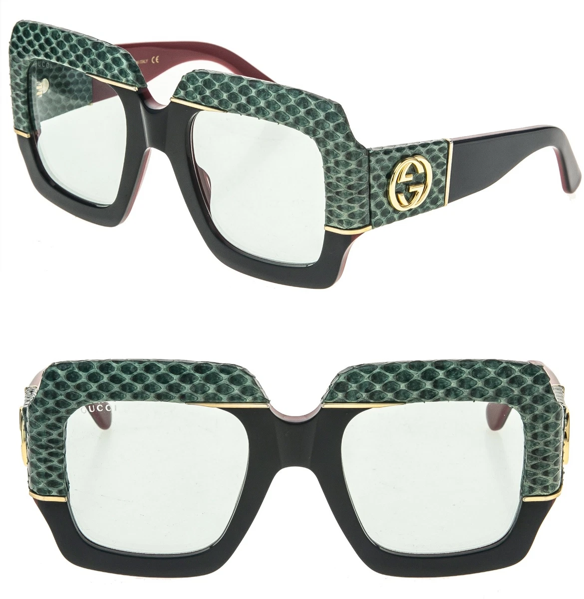 サングラス+メガネ GUCCI GG Logo Snake Leather Sunglasses Gucci GG1872SK Brown Striped Temple Sunglasses – Designer Daydream