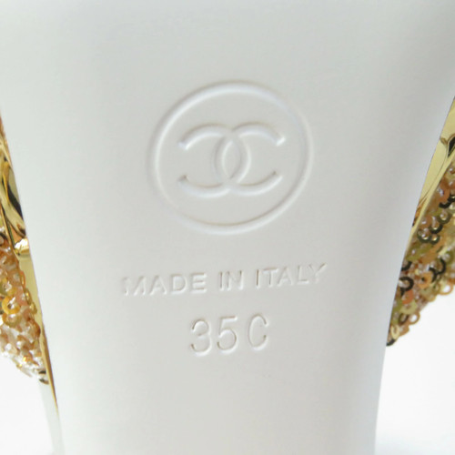 Goku CHANEL 21A G37590 Coco Marked Matelasse Ankle Strap Open Toe Sequin Sandals - Picture 13 of 14