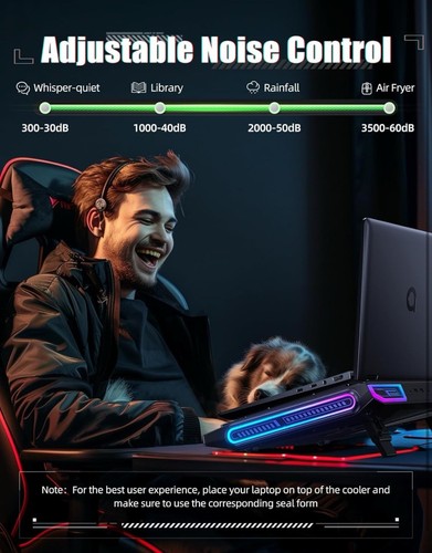 V10 Gaming Laptop Cooling Pad, RGB Laptop Cooler Stand z potężnym turbo wentylatorem - Zdjęcie 7 z 7