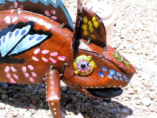 Arte en metal escultura de camaleón, arte de hierro chatarra, arte de jardín patio lagarto #5 - Imagen 5 de 6