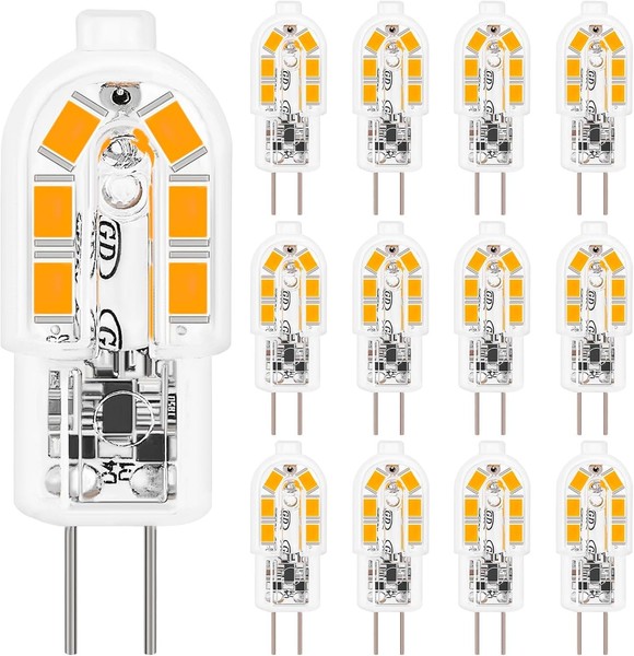 G4 LED Lampen 12Er-Pack 2W Warmweiß 3000K Ersatz 20W Halogen 200LM 12V Ac/Dc-image