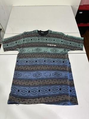 Vintage Eureka Springs Shirt Large Blue Southwest Aztec Outdoor Ozark Mountains