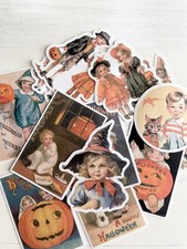 Vintage Halloween Children Stickers Retro Junk Journal Ephemera Planner 13 Pack
