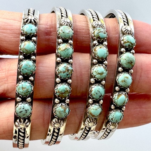 Navajo Cuff Bracelet #8 Mine Turquoise 6.5in Signed King Row Green Sterling Rope - Picture 10 of 10