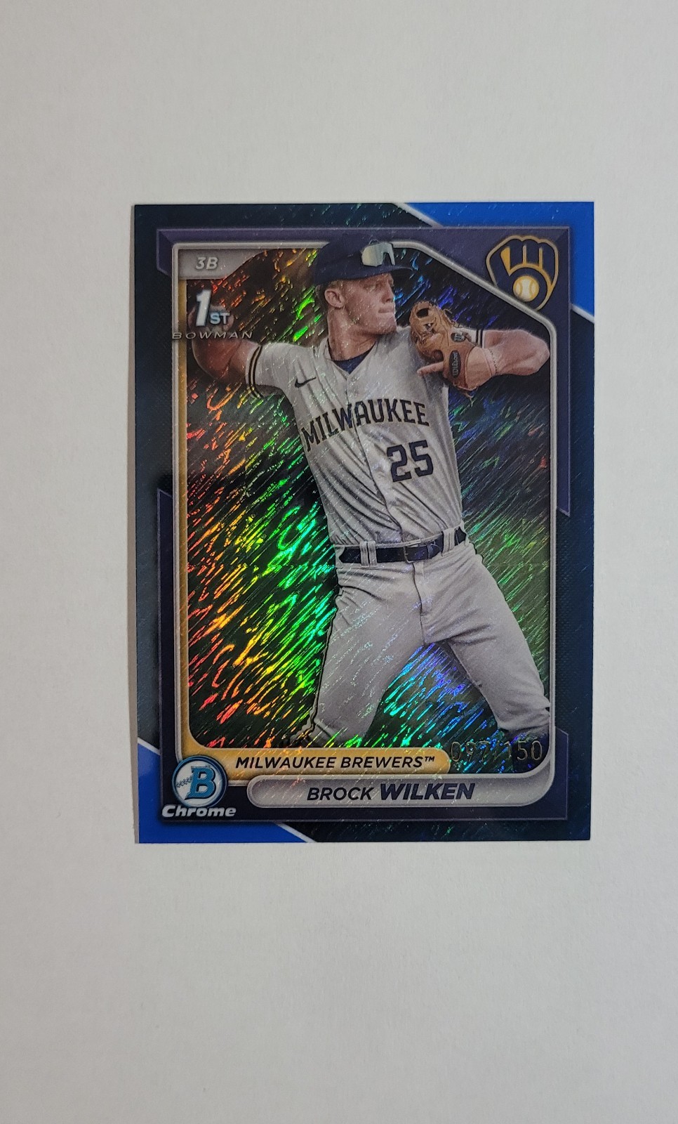 2024 Bowman 1st Chrome Prospects Brock Wilken Blue Shimmer Refractor /150 (RC)