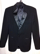 VTG Henry Segal Black Blazer Jacket Satin Lapel 1 Button Dark Academia Goth 34R