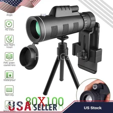 80x100 Zoom HD Monocular Starscope Monocular Telescope BAK4 Day / Night Vision