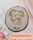 Personalized line art pet portrait, Custom animal wooden memorial wall hanging
