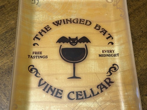 The Winged Bat Vine Cellar Decor Spooky Halloween Catch All Glass Orange Tray - Picture 3 of 4