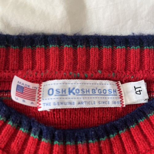 Vintage Oshkosh B'gosh baby sweater made in USA Red Size 4T EUC - Picture 2 of 8