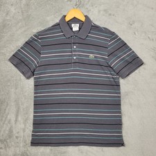 Lacoste Men's Gray Blue Striped Short Sleeve Polo Shirt Size 3 Small