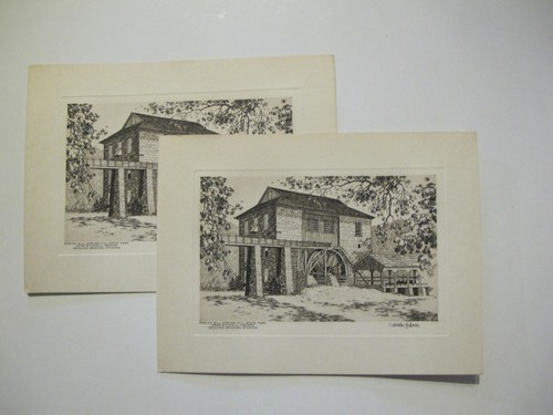 2 GRABADOS ORIGINALES: C WINSTON HABERER SPRING MILL STATE PARK MITCHELL, INDIANA - Imagen 2 de 3