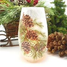 Stony Creek Decorative Lighted Glass Peaceful Pines 7" Vase APP05A