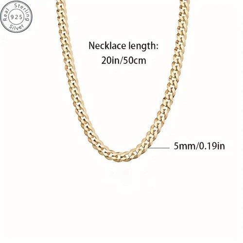 5mm Cuban Link Chain 925 Silver 18K Gold Plated Necklace, Men’s Jewelry Gift - 第 1/6 張圖片