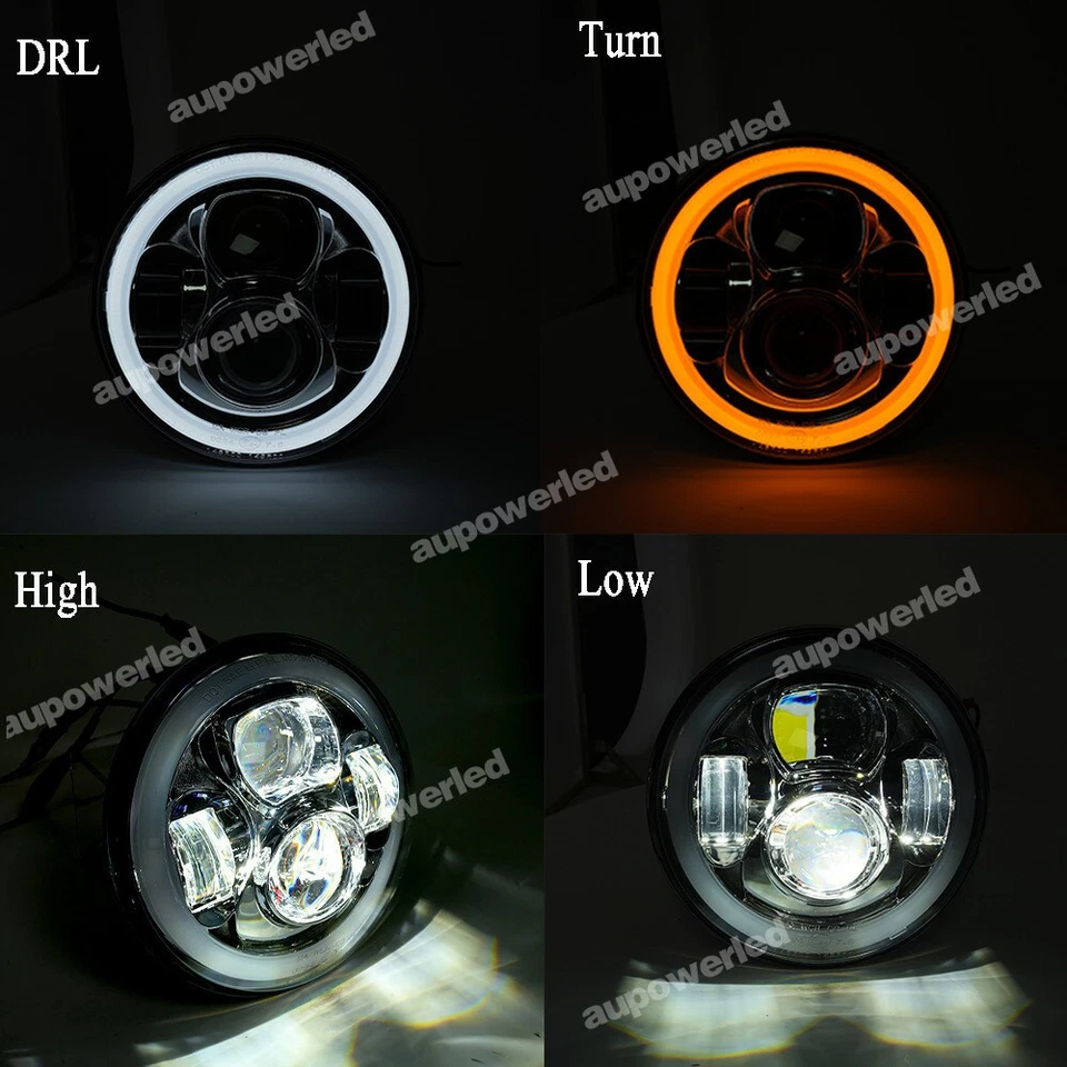 7" LED Headlight w/ Hi-Lo DRL beam For Harley Davidson Softail Heritage Classic - Image 4 of 4