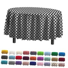 Exquisite-Pack Mantel Plástico Premium 84 pulgadas. Cubierta de mesa redonda - a cuadros 12