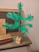 Vintage German STYLE Goose Feather Christmas Tree 10 " Tall w/ Berries Wood Base