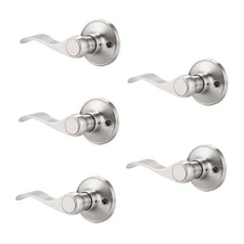  Satin Nickel Single Dummy Door Levers Wave Style Dummy Door Handles 5 Pack