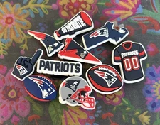 10 Piece PATRIOTS Football Team Shoe Charms Shoe Decorations