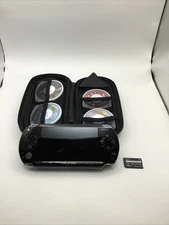 Sony PlayStation PSP-1001 Black Untested With Case, 4 Games, and 32 MB SD Card
