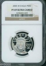 2005-W $50 STATUE of LIBERTY 1/2 Oz. PLATINUM EAGLE NGC PR69 PROOF PF69 4550.00 per troy oz