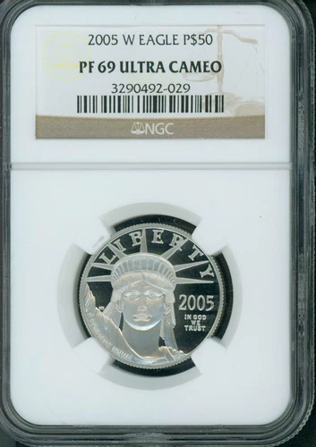 2005-W $50  STATUE of LIBERTY 1/2 Oz. PLATINUM EAGLE NGC PR69 PROOF PF69