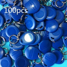 100pcs EM4100 TK4100 125KHz RFID ID Induction Proximity Tag Token Keyfob Blue