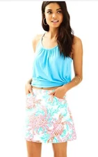 Lilly Pulitzer MARIGOLD SKORT Skirt W Shorts Getting Steamy White Pink 2 NWT $88