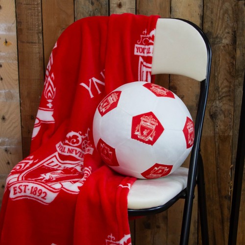 Liverpool FC Shaped Football Cushion White Ball Design - Bedroom Sofa 25 x 25cm - Picture 2 of 5
