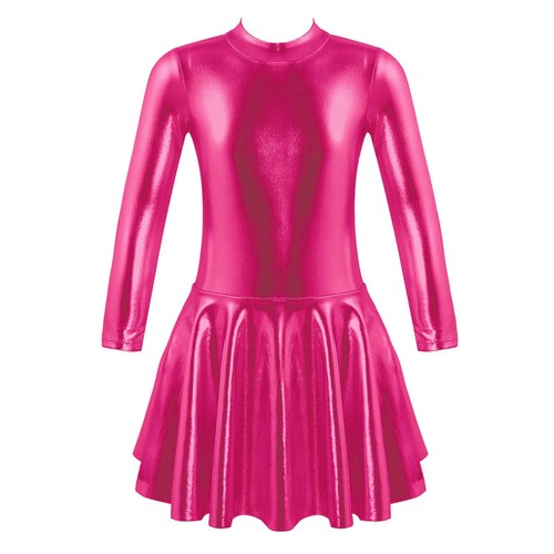 Girls Metallic Figure Ice Skating Dress Zipper Back Leotard Dance Dress Costume- - Picture 23 of 49