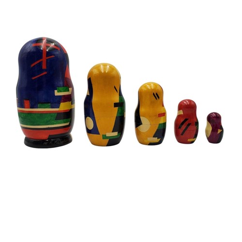 VTG Kazimir Malevich Abstract Hand Painted 6.5" Russian Nesting Doll Matryoshka - Picture 6 of 8