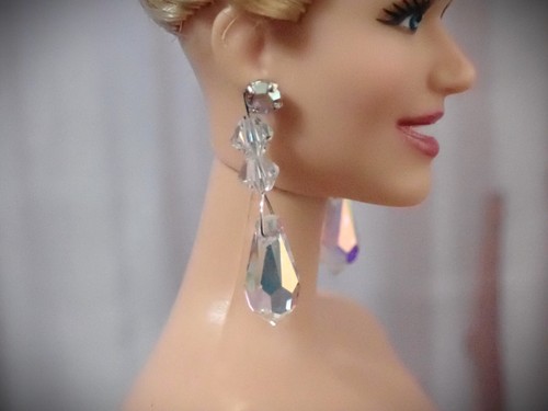 Pillow Talk Doris Day Barbie NUDE OOAK Faux Swarovski Ohrringe ~ Neu ohne Verpackung - Bild 12 von 21