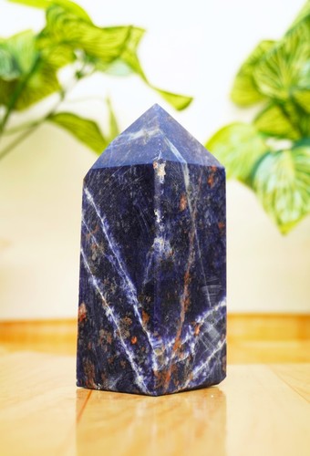 Large 90MM Blue Sodalite Stone Minerals Healing Point Obelisk Tower - Photo 3 sur 8